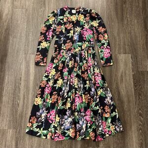 EUC Vintage Laura Ashley Irish-Made Floral Midi Dress & Cropped Jacket UK 14 Set